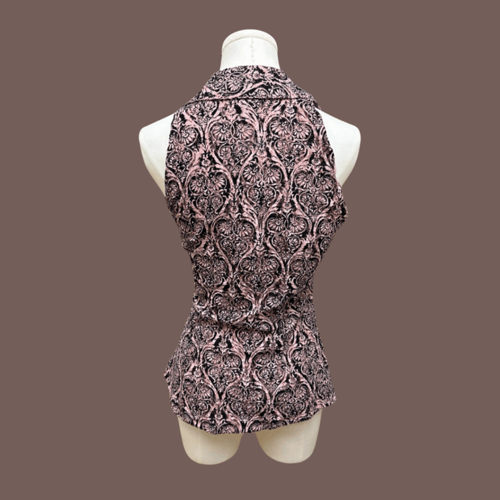 INC Damask Halter Top | Pink & Black Velvet | Size M | Vintage - Picture 2 of 4